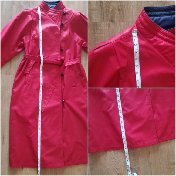 Vintage red puff sleeve trenchcoat - Picture 9 of 10